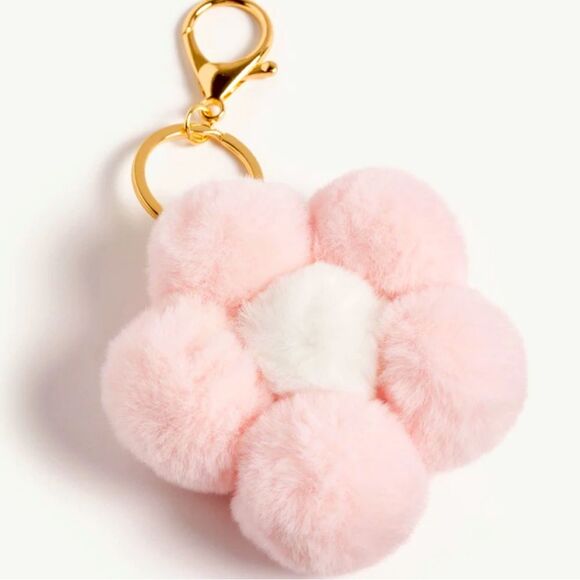 XMAS SALE Baby Pink Retro Flower Plush Bag Charm Keychain - Picture 2 of 5